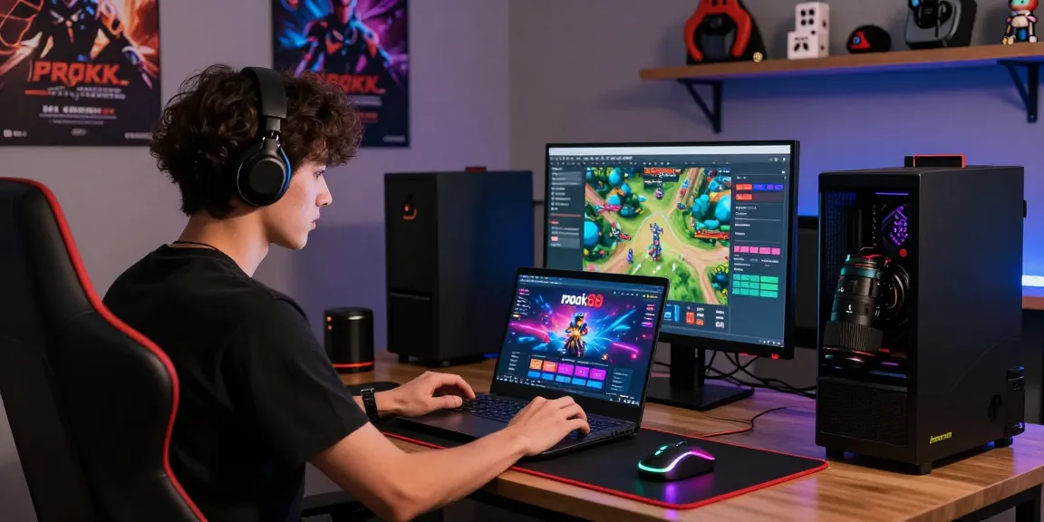 Engaging gaming atmosphere showcasing rokok88 alternatif platform with modern gaming setup and vibrant visuals.