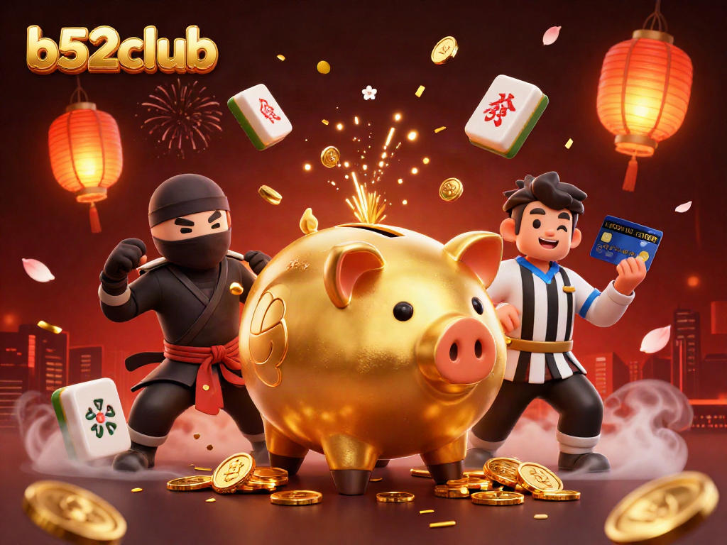 Engage in the excitement with b52club's dynamic casino showdown in vibrant 3D illustration.