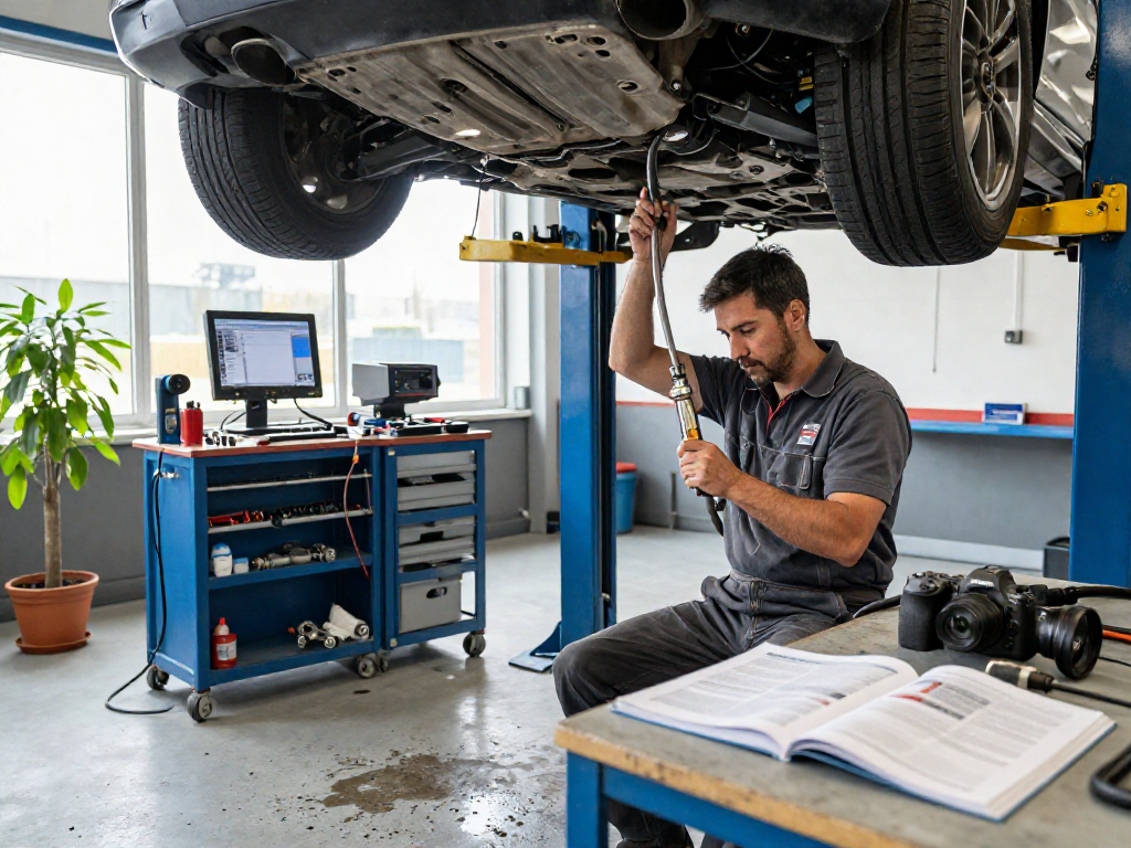 DPF Reinigung Hannover durch qualifizierten Techniker in einer Werkstatt.